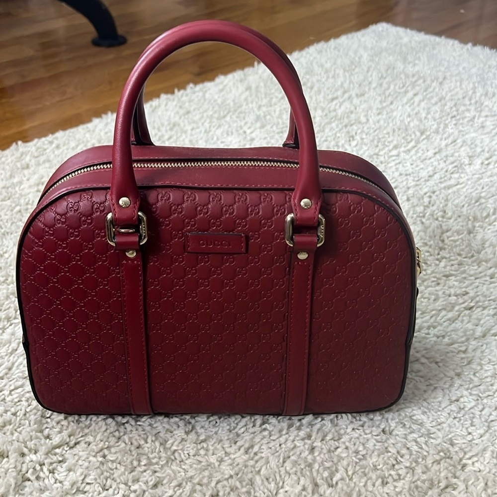 RED GUCCI MICROGUCCISSIMA SMALL LEATHER CROSSBODY BAG